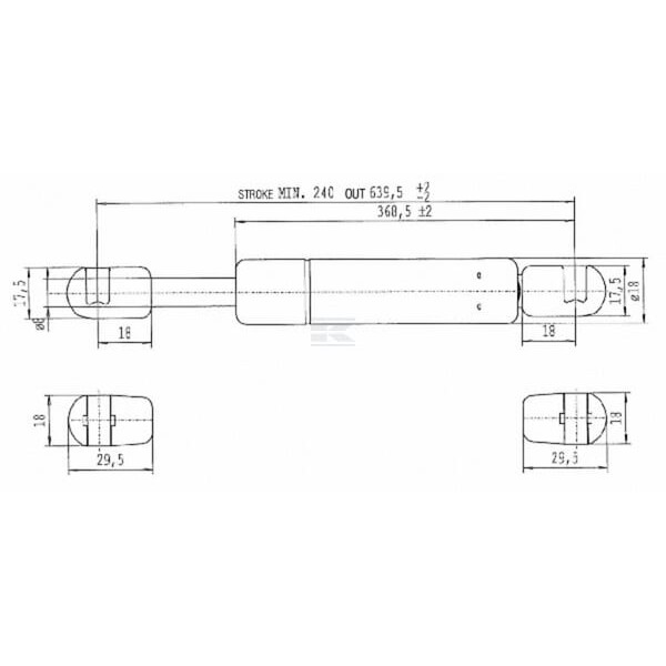 Sprężyna gazowa L639.5 mm 100N Stabilus CA595888 | Exvi