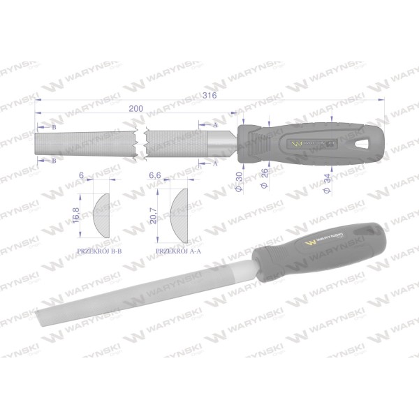 Pilnik półokrągły 200 mm Waryński WMF005 | Exvi
