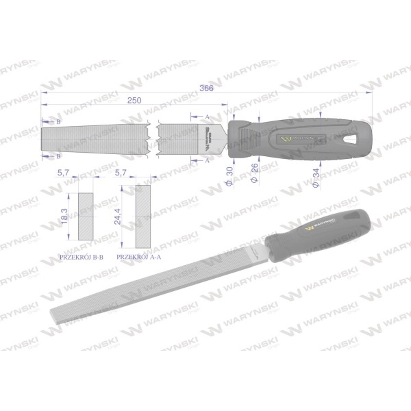 Pilnik płaski 250 mm Waryński WMF003 | Exvi