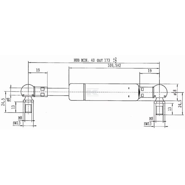 Sprężyna gazowa L173 mm 250N Stabilus CA9693BC | Exvi