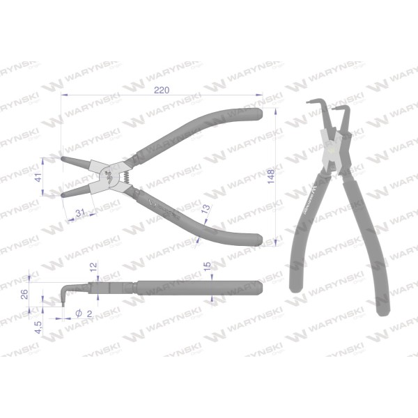 Szczypce do pierścieni osadczych 240 mm WMP116 | Exvi