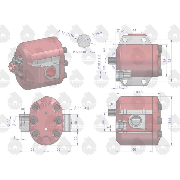 Pompa hydrauliczna podnośnika wzmocniona 46/54-631/0 | Exvi