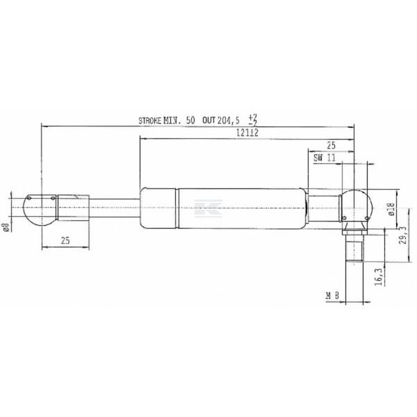 Sprężyna gazowa L204.5 mm 300N Stabilus CA256943 | Exvi