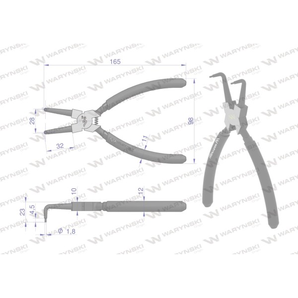 Szczypce do pierścieni osadczych segera 180mm WMP108 | Exvi