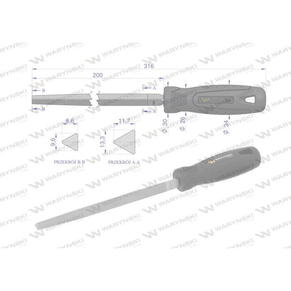 Pilnik trójkątny 200 mm Waryński WMF008 | Exvi