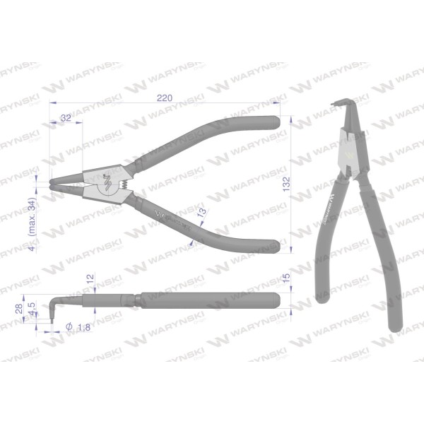 Szczypce do pierścieni osadczych 240 mm WMP115 | Exvi