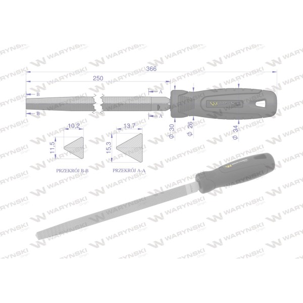 Pilnik trójkątny 250 mm Waryński WMF009 | Exvi