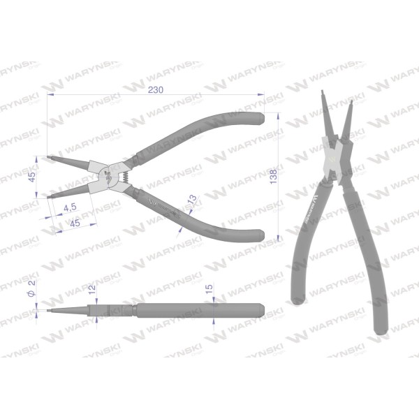 Szczypce do pierścieni osadczych 240 mm WMP114 | Exvi
