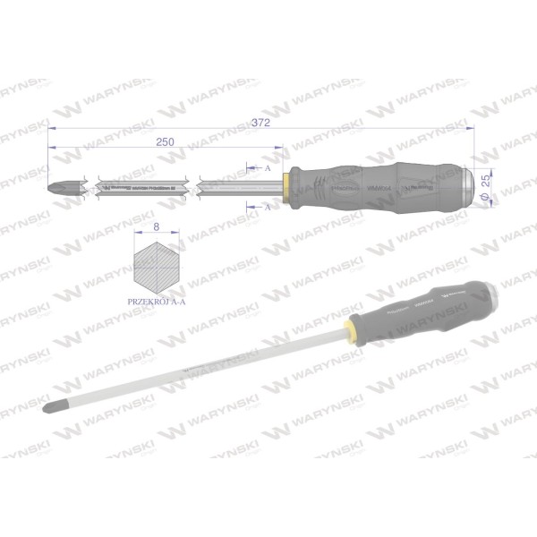 Wkrętak do pobijania PH3x250mm Waryński WMW064 | Exvi