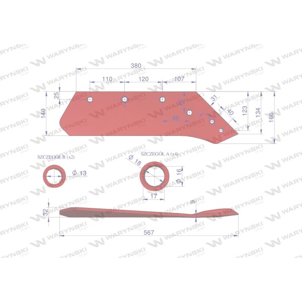 Eurolemiesz prawy 16" zastosowanie Kverneland 073004 | Exvi