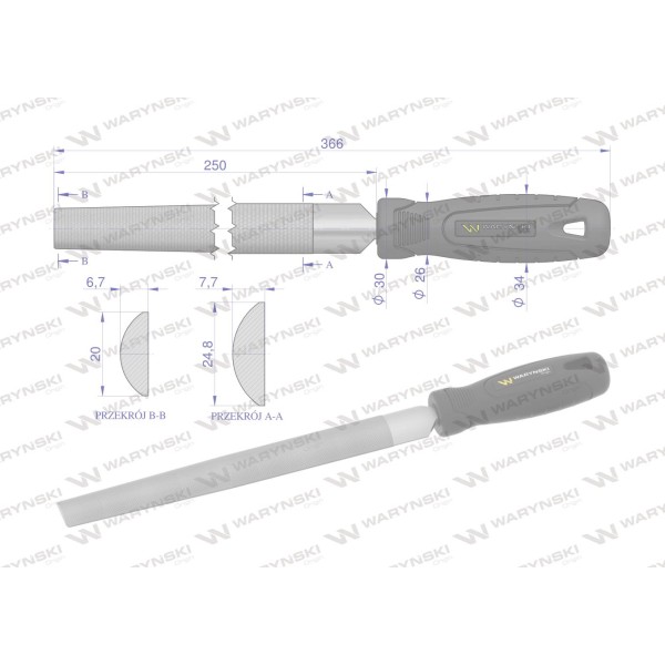Pilnik półokrągły 250 mm Waryński WMF006 | Exvi