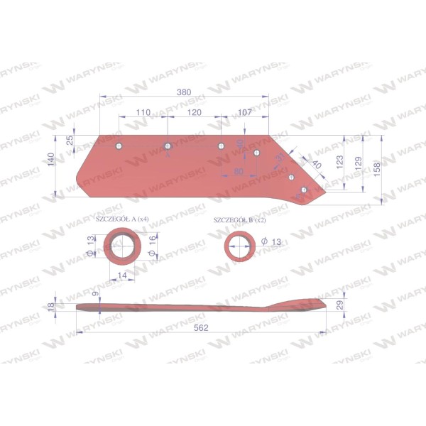 Eurolemiesz prawy 16" zastosowanie Kverneland 063015 | Exvi
