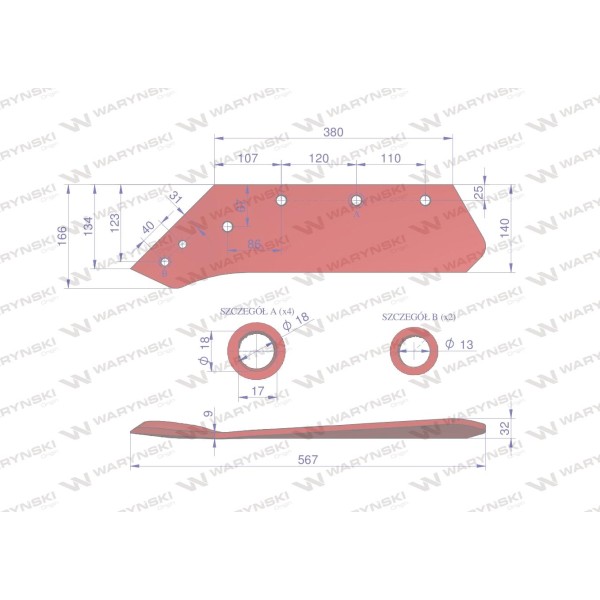 Eurolemiesz lewy 16" zastosowanie Kverneland 073005 | Exvi