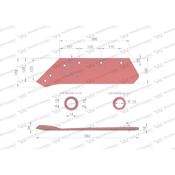 Eurolemiesz lewy 16" zastosowanie Kverneland 063018 | Exvi