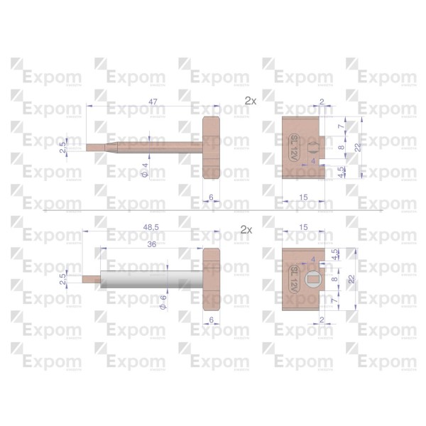 Komplet szczotek rozrusznika 14478344M91EX | Exvi