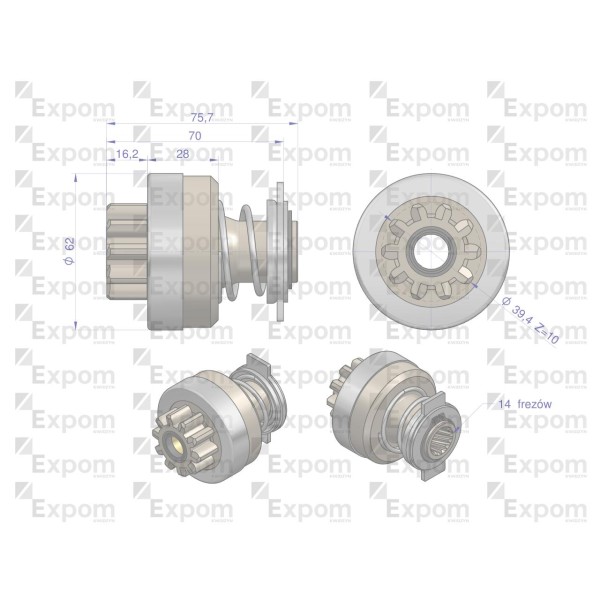 Zespół sprzęgający rozrusznika 333682. 14478345M91EX | Exvi