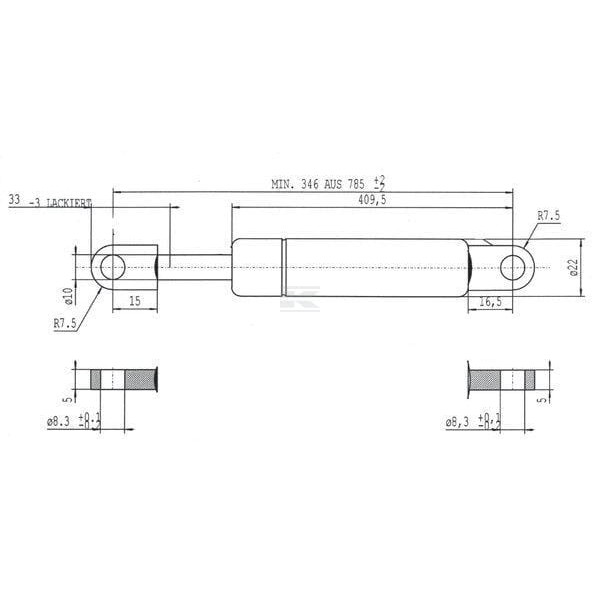 Sprężyna gazowa L785.5 mm 600N Stabilus CA095192 | Exvi