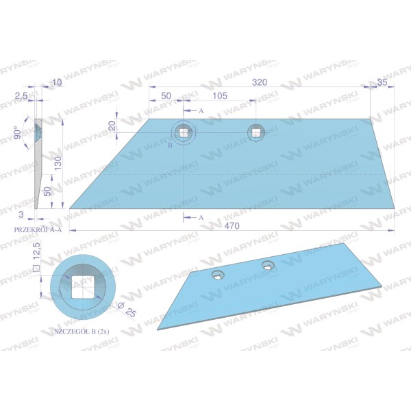 Lemiesz lewy 16" zastosowanie WG 100 B L 3351959 | Exvi