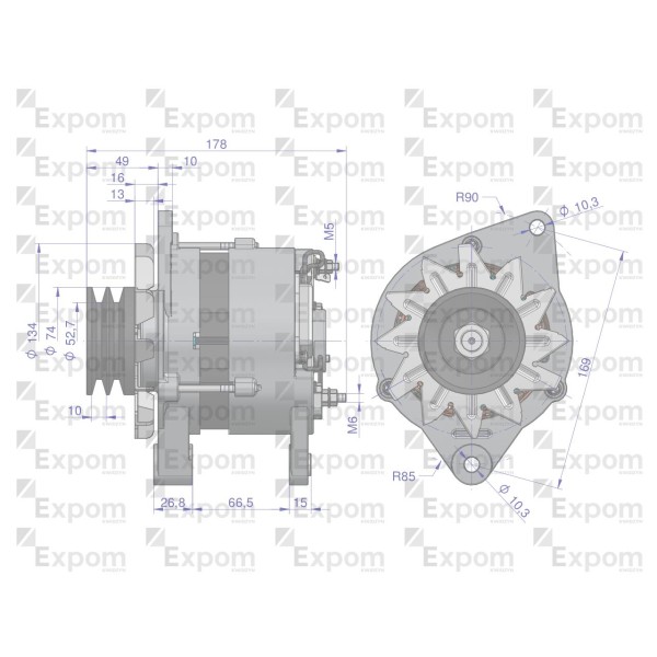 Alternator 2-paski 80642385 C-385 Nowy Typ 9515672EX | Exvi