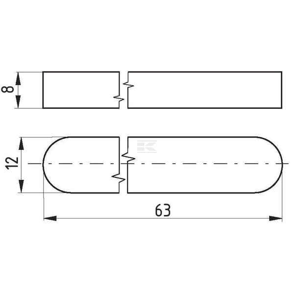 Wpust pryzmatyczny Kramp, 12 x 8 x 63 mm 688512863 | Exvi
