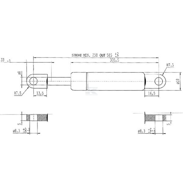 Sprężyna gazowa L585 mm 400N Stabilus CA084778 | Exvi