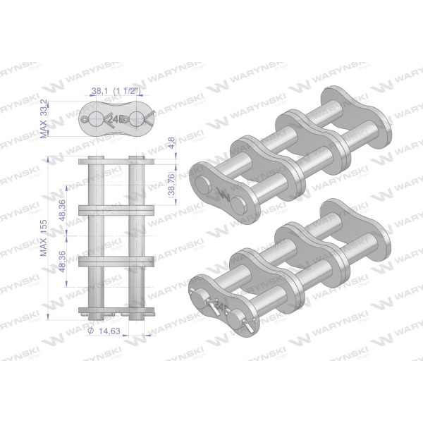Zamek łańcucha Z24B-3 (R3 1.1/2) Waryński Z24B3 | Exvi