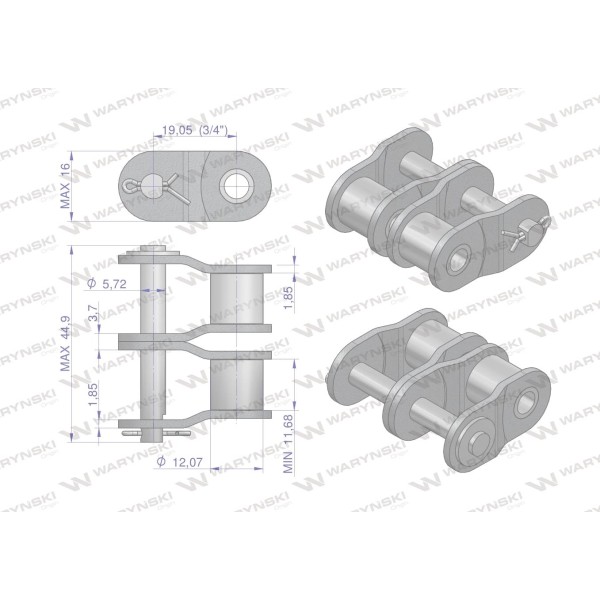 Półogniwo łańcucha prosta płytka P12B-2 (R2 P12B2-P | Exvi