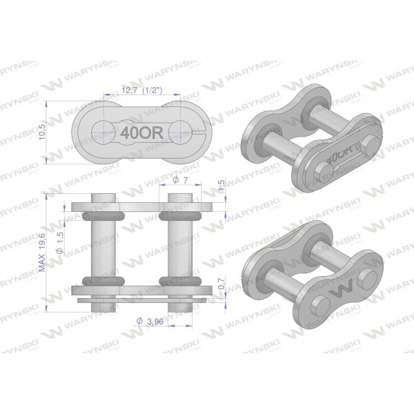 Zamek łańcucha z oringiem ANSI A 40 (R1 1/2) Z40OR | Exvi