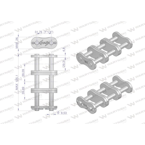 Zamek łańcucha przemysłowego Z20AH-3 ANSI A Z20AH3 | Exvi