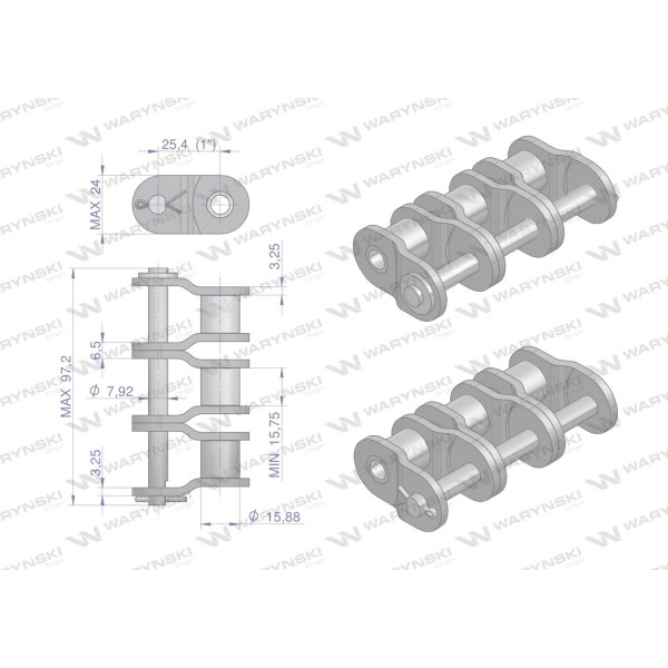 Półogniwo łańcucha wzmocnione P16A-3 ANSI A 80 P16A3 | Exvi