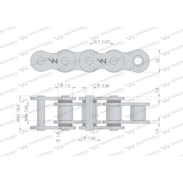 Łańcuch rolkowy z oringiem ANSI A 40 (R1 1/2) L40OR | Exvi