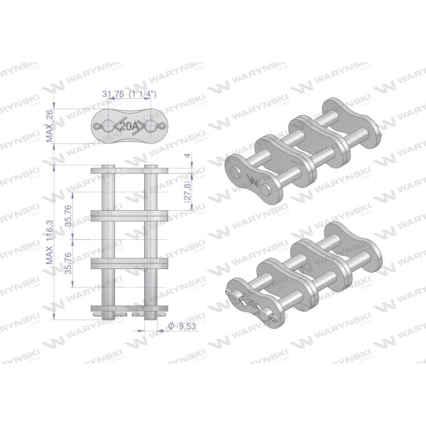 Zamek łańcucha wzmocnionego Z20A-3 ANSI A 100 Z20A3 | Exvi