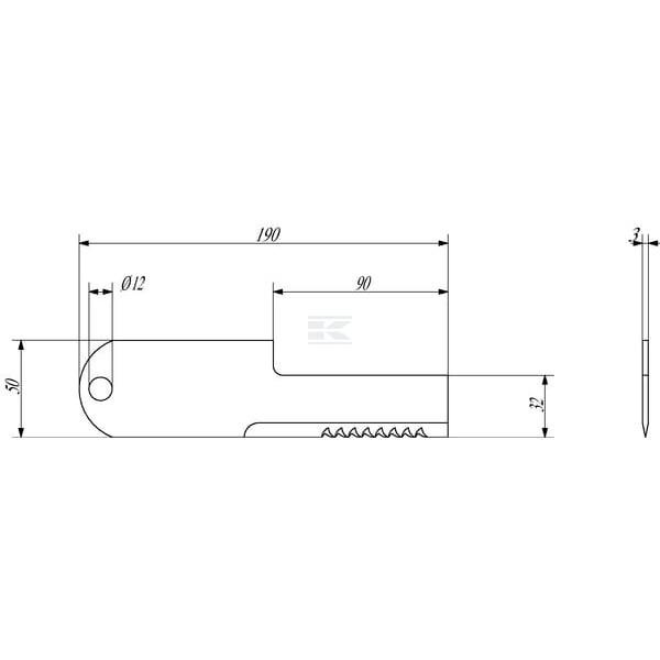 Przeciwnóż ząbkowany 190x50/32x3 mm 280940Z | Exvi