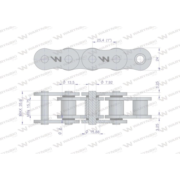 Łańcuch rolkowy z oringiem ANSI A 80 (R1 1) 5m L80OR | Exvi