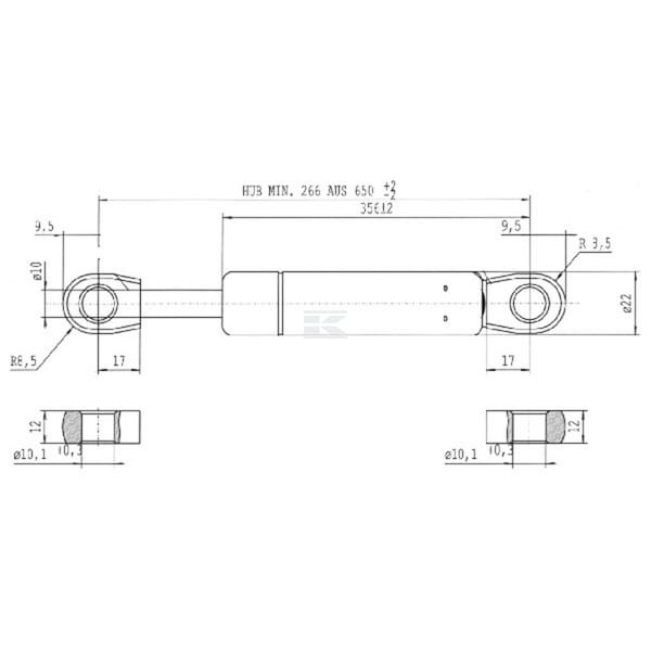 Sprężyna gazowa L650 mm 1000N Stabilus CA8712NI | Exvi
