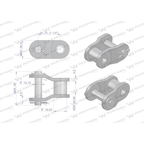 Półogniwo łańcucha prosta płytka P20B-1 (R1 P20B1-P | Exvi