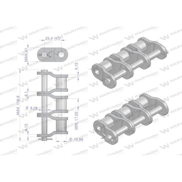 Półogniwo łańcucha P16B-3 (R3 1) Waryński P16B3 | Exvi