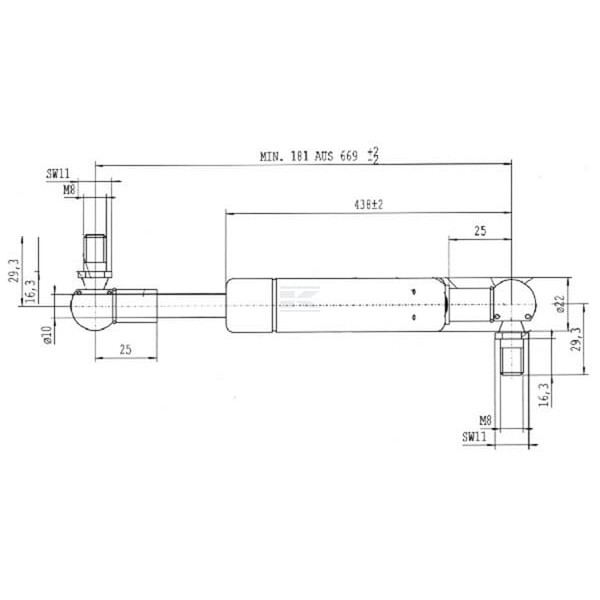 Sprężyna gazowa L669 mm 650N Stabilus CA8266NU | Exvi