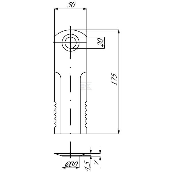 Nóż rozdrabniacza do słomy 175x50x4.5 mm 193361A1GZ | Exvi