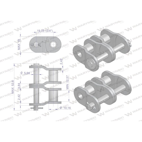 Półogniwo łańcucha wzmocnione P12A-2 ANSI A 60 P12A2 | Exvi