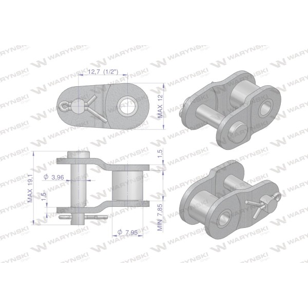 Półogniwo łańcucha wzmocnione P08A-1 ANSI A 40 P08A1 | Exvi