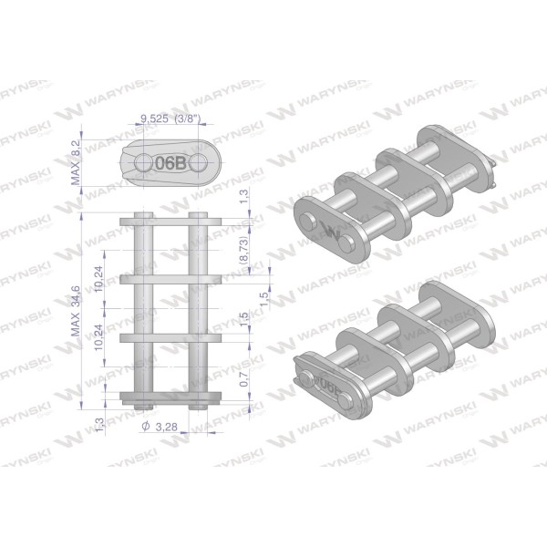 Zamek łańcucha Z06B-3 (R3 3/8) Waryński Z06B3 | Exvi