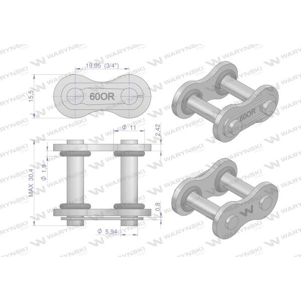 Zamek łańcucha z oringiem ANSI A 60 (R1 3/4) Z60OR | Exvi