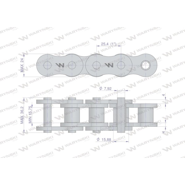 Łańcuch rolkowy 16AH-1-57PS ANSI A 80H x L16AH1-57PS | Exvi