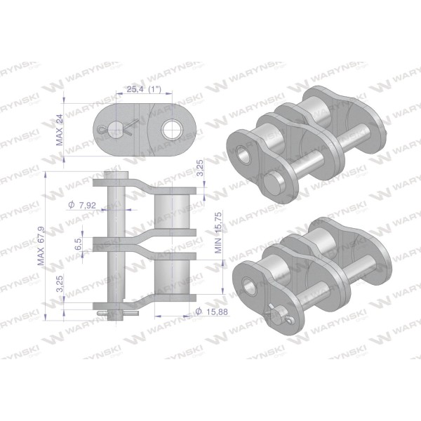 Półogniwo łańcucha wzmocnione P16A-2 ANSI A 80 P16A2 | Exvi