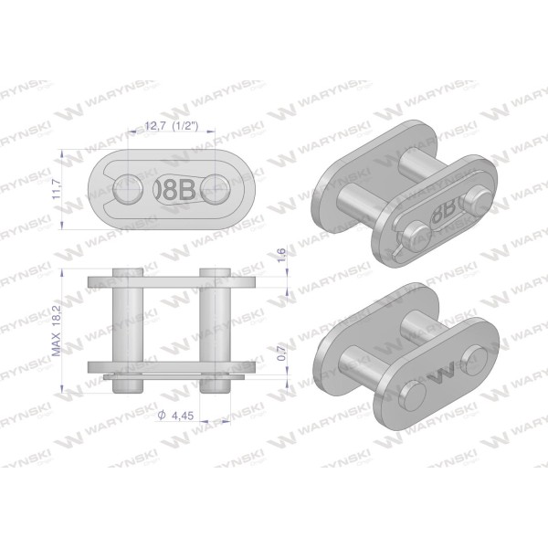Zamek łańcucha prosta płytka Z08B-1 (R1 1/2) Z08B1-P | Exvi