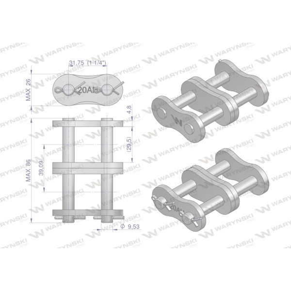 Zamek łańcucha przemysłowego Z20AH-2 ANSI A Z20AH2 | Exvi