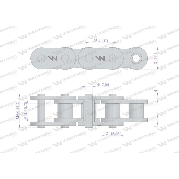 Łańcuch rolkowy wzmocniony 80SP (R1 1) 5m L80HSP | Exvi