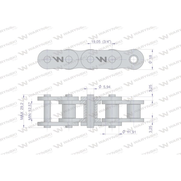 Łańcuch rolkowy wzmocniony 60SP (R1 3/4) 5m L60HSP | Exvi