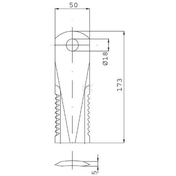 Nóż rozdrabniacza do słomy 170x50x5 mm Ø 18 281445N | Exvi
